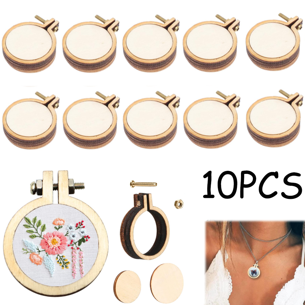 Embroidery X Stitch - 10Pcs/Set Wooden Mini Embroidery Hoop Ring