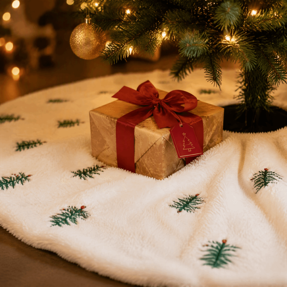 Embroidery Xmas Designs - Xmas Accessory Christmas Tree Skirt Faux