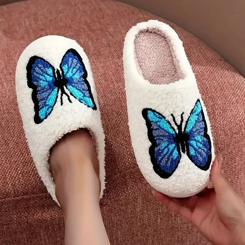 Embroidery Fabric - SHAJI Unisex Fluffy Cotton Slippers with