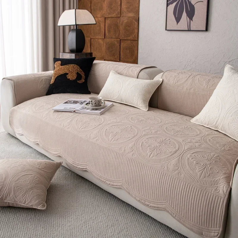 Embroidery Quilt Cover - 1pc Thicken Cotton Sofa Slipcover Non-slip