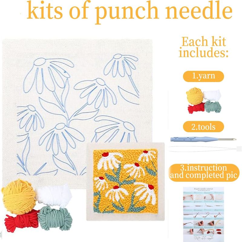 25x25cm DIY Punch Needle Embro - огляд і ціна Embroidery Xmas Designs